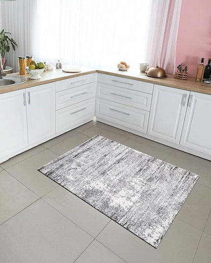 Keen Home Design Area Rugs - 3x5 Non-Shedding, Abstract Rugs for Kitchen, Living Room, Bedroom, Dining Room, Entryway - Size: 3' x 5', Abstract Cream/Grey