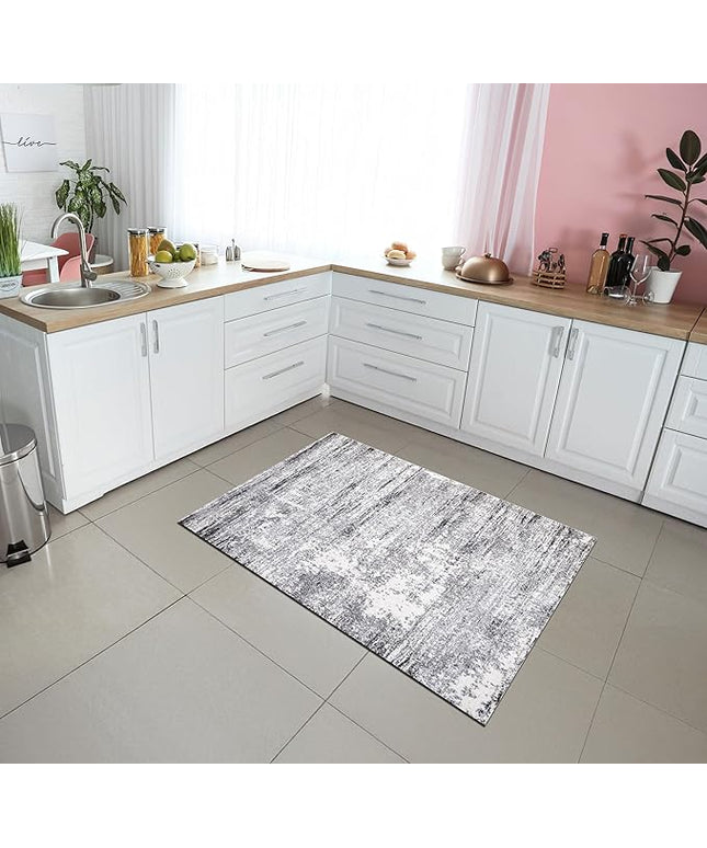 Keen Home Design Area Rugs - 3x5 Non-Shedding, Abstract Rugs for Kitchen, Living Room, Bedroom, Dining Room, Entryway - Size: 3' x 5', Abstract Cream/Grey