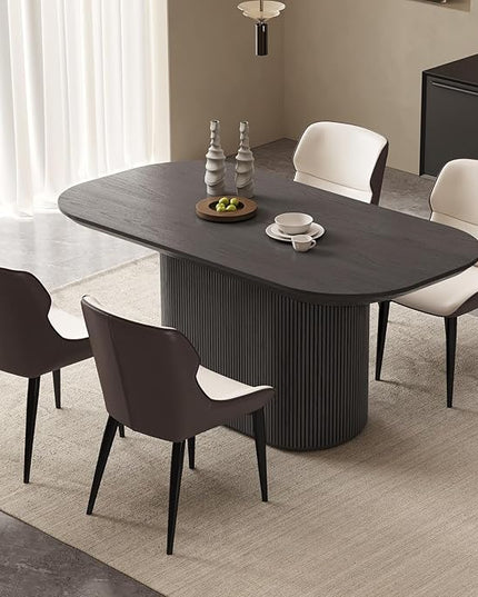 Guyii 62.99" Oval Dining Table Set with 4 Chairs, Modern Kitchen Table Set, Indoor Rectangular Dining Room Table for Kitchen, Bar, Living Room, Home, Black
