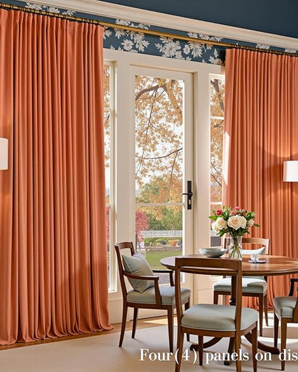 Lazzzy Halloween Blackout Velvet Curtains Orange Fall Decor Thermal Insulated Curtains Living Room Curtains 2 Panel Sets 96 Inch Long Room Darkening Window Treatments Drapes Burnt Pumpkin