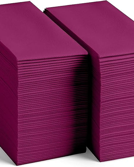 Linen-Feel Purple Paper Napkins - Decorative Cloth-Like Disposable Dinner Napkins - Soft And Absorbent. For Kitchen, Party, Wedding, Bathroom Or Any Occasion. (Pack of 100)