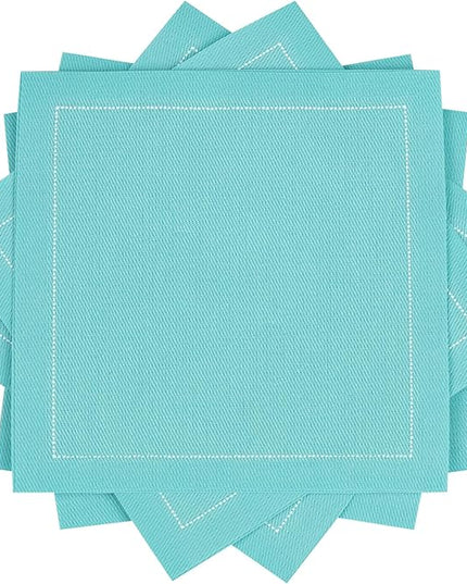 Five Star Cocktail Napkins, 50 Luxury Cotton Disposable Cocktail Party Napkins, 4.5" x 4.5" for Home Bars, Game Nights, Beverages, Birthdays, Weddings & Holidays, Sea Glass