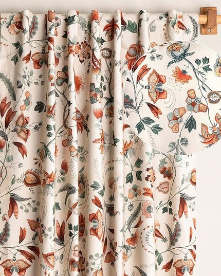 Maison d' Hermine Curtains for Living Room 100% Cotton 108 inch Length One Panel Light Filtering Curtains for Bedroom Windows with Rod and Loop Pockets Drapes (Dalida Beige, 50" W x 108" L)