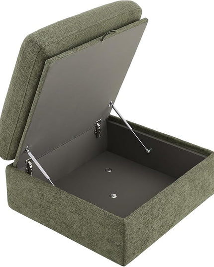 CHITA Modular Sectional Sofa, FSC Certified L Shaped Couch with Reversible Chaise, Modular Sectional Couch for Small Space, 78 Inch Width, 3 Seat Modular Sofa with Storage Ottoman, Moss Green