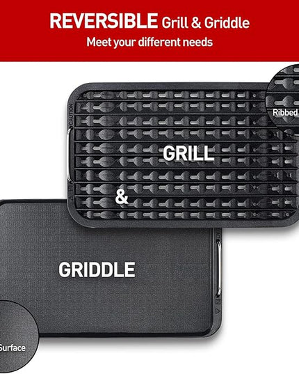Indoor Grill, Techwood 1500W Smokeless Electric Grill with 2 in1 Nonstick Grill/Griddle Plates, Portable Korean BBQ Grill with 6-Level Control, Glass Lid, Dishwasher Safe, Double Plates, Gray