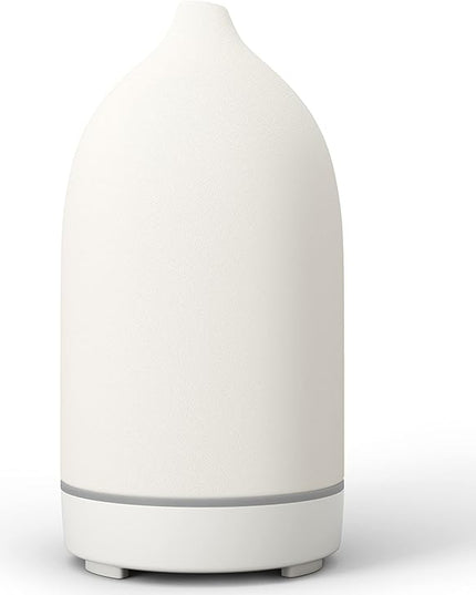 Essential Oil Diffusers,Handmade Ceramic Aromatherapy Diffuser for Room and 9 Colors Night Light for Home,Auto-Off (White)