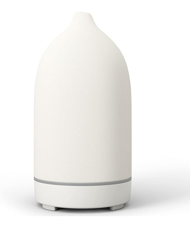 Essential Oil Diffusers,Handmade Ceramic Aromatherapy Diffuser for Room and 9 Colors Night Light for Home,Auto-Off (White)
