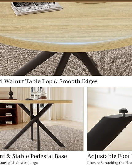 45.3 Inch Round Dining Table Set for 4, Mid Century Modern Small Coffee Set for Dining Room Kitchen Apartment (Cream Table + 4 White Shell Chairs)