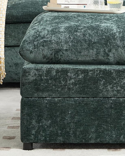 Tbfit Single Sofa Ottoman, Modern Comfy Cloud Sofa, Spring Seat Cushions, Chenille, Green