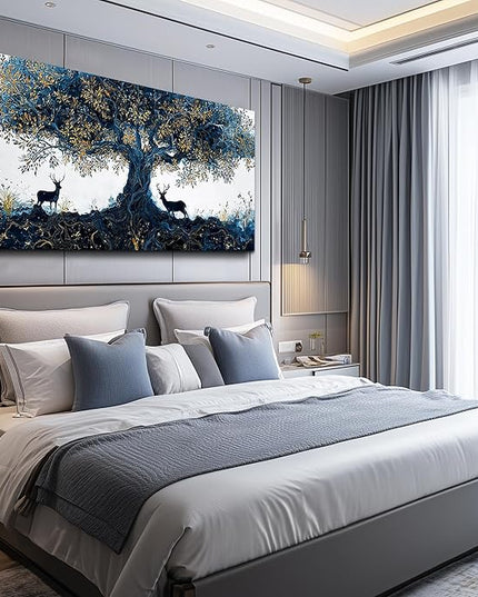 XIGUANGART Tree of Life Art Prints Large Canvas Wall Art for Living Room Inspiration Elk Farmhouse Paintings Pictures Modern Abstract Artwork Wall Decor Bedroom Home Office Posters Decoration 24X48