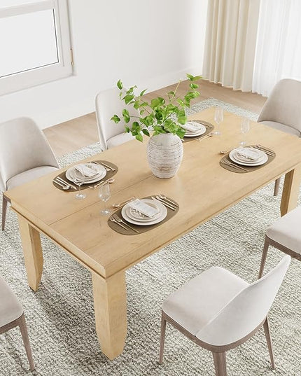 GarveeHome Farmhouse Dining Table for 6-8 People, 71 in Long Kitchen Tables with Wooden Sturdy Frame, 6 ft Large Rectangular Dinner Table for Dining Room, Kitchen, Natural, 71" Non-extendable