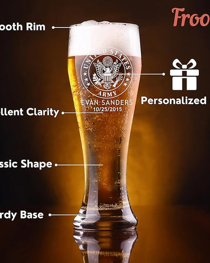 Personalized Military Sets - Custom Engraved Decanter & 4 Scotch Glasses - Army, Navy, Air Force, Coast Guard - Active Duty & Veterans (Scotch Glass Set)