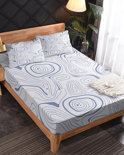 Abstract Sheets Twin XL & Bedroom Decor - Abstract Decor, Blue and White Bed Sheets, Soft Breathable Microfiber Deep Pocket Patterned Bedding Sheets & Pillowcases