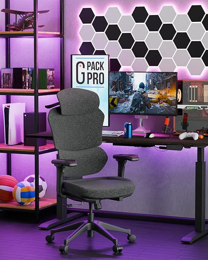 Ergonomic Office Chair – Computer Chair with Divided Tilted Back, Adjustable Armrests & Soft Seat – Holds Up to 290bs (Gray)