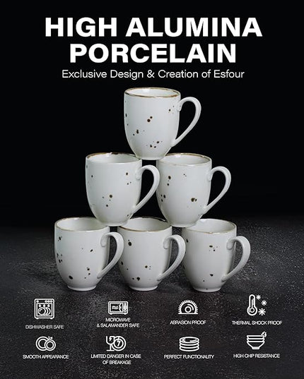 Coffee Mugs Set Of 6, 14 Oz Large Handle Heavy Duty Cups - Microwave Dishwasher Safe - Latte, Cappuccino, Tea, Cocoa, Mocha - Men, Women, Home Office Daily Use, Classic Assorted Colors