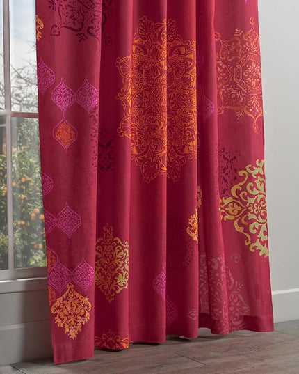 Maison d' Hermine Curtains for Living Room 100% Cotton 96 inch Length One Panel Light Filtering Curtains for Bedroom Windows with Rod and Loop Pockets Drapes (Versailles, 50" W x 96" L)