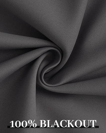 Yakamok Room Darkening 100% Blackout Curtains Grommet Window Treatments with 2 Thick Layers-Charcoal Grey Thermal Insulated Drapes Set of 2 Panels for Bedroom Living Room 52 Inches by 63 Inches Length