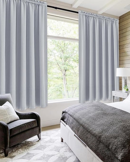 DWCN Blackout Curtains for Living Room Thermal Insulated, Energy Saving & Noise Reducing Bedroom Curtains, Silver Grey, W 70x L 72 Inch, Set of 2 Rod Pocket Curtain Panels