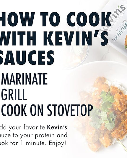 Kevin's Natural Foods Thai Red Curry Sauce - Paleo Simmer Stir-Fry Sauce, Gluten Free, No Preservatives, Non-GMO - 3 Pack