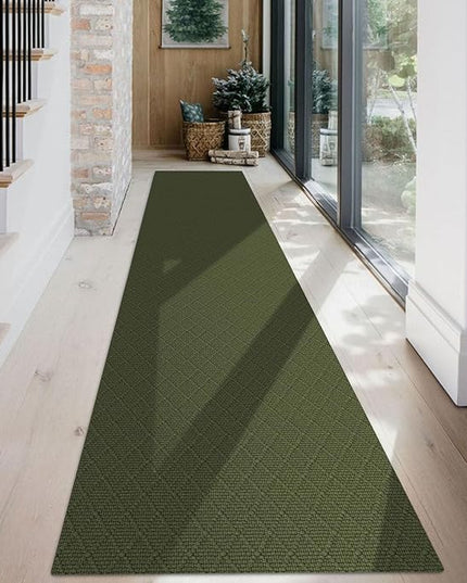 KOZYFLY Runner Rug 2x12 Ft Washable Runners for Hallways Non Slip Rubber Backed Kitchen Runners, Braided Cotton Entryway Runner Indoor, Floor Carpet for Hallway Kitchen Entryway, Dark Green