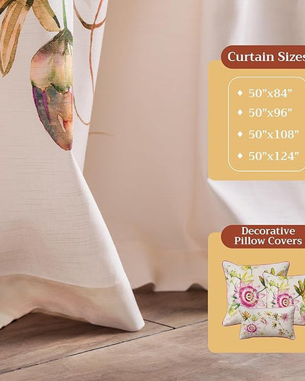 Maison d' Hermine Curtains for Living Room 100% Cotton 108 inch Length One Panel Light Filtering Curtains for Bedroom Windows with Rod and Loop Pockets Drapes (Passion Beige, 50" W x 108" L)