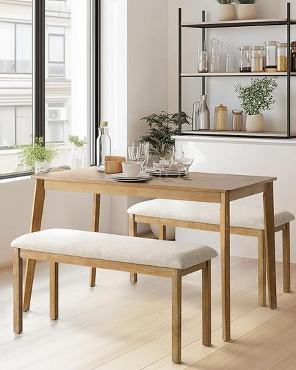 Farmhouse Dining Table Small, Mid Century Modern 47" Dining Table for 4-6 Person, Wooden Legs, Leisure Coffee Table for Kitchen Dining Room