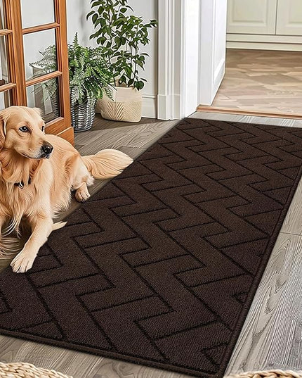hicorfe Indoor Doormat,Front Back Door Mat Rubber Backing Non Slip Door Mats 24"x71" Absorbent Resist Dirt Entrance Doormat Inside Floor Mats for Entryway Washable Low-Profile(Coffee)