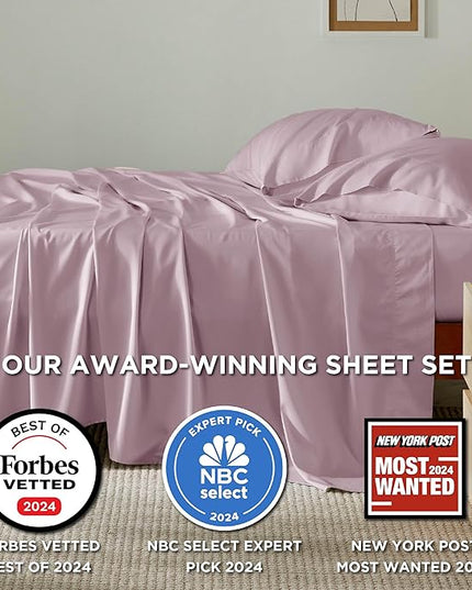 Bedsure California King Sheet Sets, Cooling Sheets, Rayon Derived from Bamboo, Breathable & Soft, Deep Pocket Up to 16 Inches, Hotel Luxury Silky Bedding for Hot Sleepers, Lavender