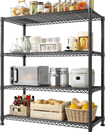 REIBII Wire Shelving Storage Shelves Metal Shelves Heavy Duty Shelving Adjustable Garage Storage Wire Shelf Pantry Shelves for Bedroom Kitchen Rack 35.5''W x 14''D x 59''H