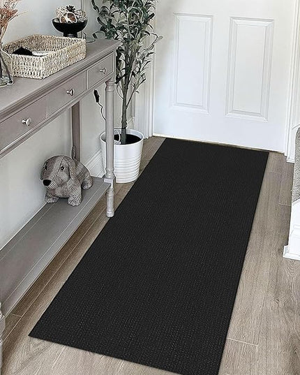 KOZYFLY Runners for Hallways 2x5 ft Washable Kitchen Runner Non Slip Rubber Backed Hall Runners Cotton Entryway Runner Rugs Floor Carpet for Indoor Backdoor Bedroom Kitchen, Black/Dark Grey
