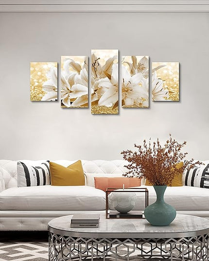 LUDUHU Arts Modern Flower Theme Wall Art - Abstract Orchid Canvas Wall Decor Flower Abstract Painting Still Life Canvas Wall Art for Home Decor (H,Oversize 60x30inch)