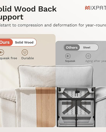 87" Cloud Modular Sectional Loveseat, 2-Seater w/Deep Seat & Removable Arms, Plush Chenille for Small Living Room & Apartment - Beige