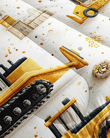 AILONEN Cartoon Construction Trucks Comforter Set Twin Size,Truck Cranes Tractors Bedding Sets,Boys Yellow Machinery Truck Duvet Set,3-Piece, 1 Quilt and 2 Pillowcases,Soft Microfiber