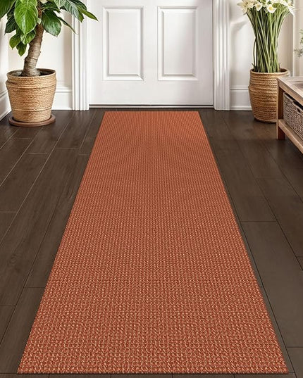 KOZYFLY Runners for Hallways 2x6 ft Washable Kitchen Runner Non Slip Rubber Backed Hall Runners Cotton Entryway Runner Rugs Floor Carpet for Indoor Backdoor Bedroom Kitchen, Orange/Tan