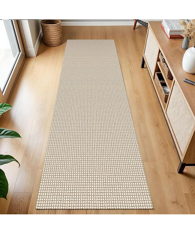KOZYFLY Runners for Hallways 2x7 ft Washable Kitchen Runner Non Slip Rubber Backed Hall Runners Cotton Entryway Runner Rugs Floor Carpet for Indoor Backdoor Bedroom Kitchen, Ivory/Khaki