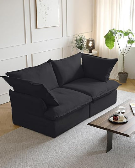 JACH Modern Couch for Living Room, Love Seat Modular Sectional Sofa, Cushion Covers Removable, Comfy Convertible Sectional Couches, Two Corners Sofa for Living Room Bedroom Office Apartment (Black)