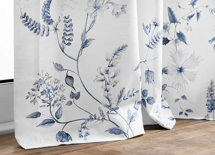 Maison d' Hermine Curtains for Living Room 100% Cotton 108 inch Length Two Panels Light Filtering Curtains for Bedroom Windows with Rod and Loop Pockets Drapes (Neo Ipomee White, 50" W x 108" L)