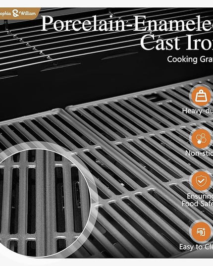Sophia & William 4-Burner Gas BBQ Grill with Side Burner and Porcelain-Enameled Cast Iron Grates, 42,000BTU Propane Grills Outdoor Cooking Barbecue Cabinet Style, Blue