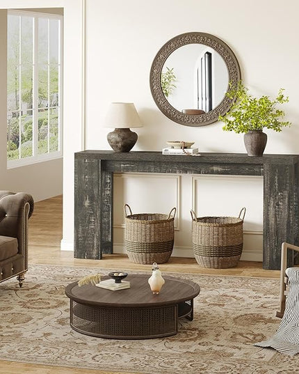 LITTLE TREE 70.9-Inch Long Console Table, Narrow Sofa Table Behind The Couch, Farmhouse Console Table for Living Room, Entryway, Hallway