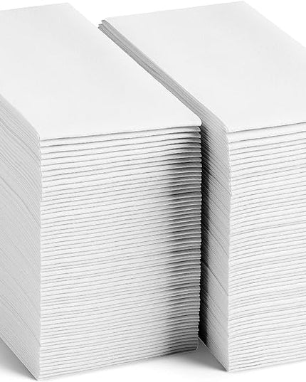 Linen-Feel European-White Paper Napkins - Decortive Cloth-Like Disposable Dinner Napkins - Soft And Absorbent. For Kitchen, Party, Wedding, Bathroom Or Any Occasion. (Pack of 100)