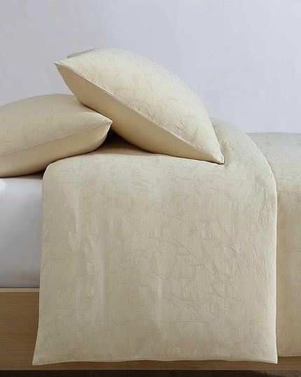 Calvin Klein - Duvet Cover Set, Soft & Breathable Bedding with Matching Shams, Plain Weave Fabric, Cozy Home Essentials (Branching Leaves Beige, King)