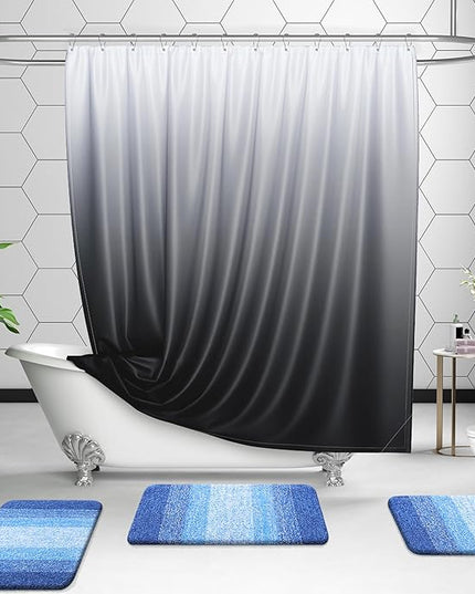 OLANLY Bathroom Rug Set 2 Piece, Soft Absorbent Microfiber Bath Mats and U-Shaped Contour Toilet Rug, Non-Slip, Machine Wash Dry, Shaggy Bath Mats for Bathroom (24"x16"+24"x20", Light Royal Blue)