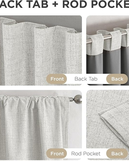Joydeco Blackout Curtains for Bedroom - 100% Light Blocking 2 Panels Set White Drapes 37" W x 84" L, Thermal Insulated Room Darkening Curtains, Linen Textured for Living Room, Rod Pocket & Back Tabs