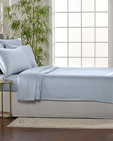 Pure Bamboo Full Sheets, Genuine 100% Organic Viscose Derived from Bamboo Bed Sheet Set, Luxuriously Soft & Cooling, Double Stitching, 2 Year Quality Promise (Full, Sterling Blue)