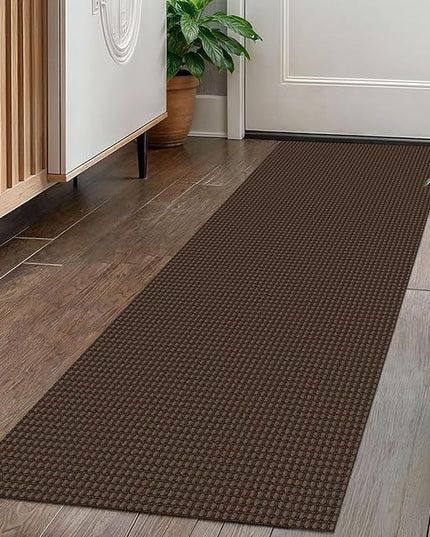 KOZYFLY Runners for Hallways 2x5 ft Washable Kitchen Runner Non Slip Rubber Backed Hall Runners Cotton Entryway Runner Rugs Floor Carpet for Indoor Backdoor Bedroom Kitchen, Reddish Brown/Coffee