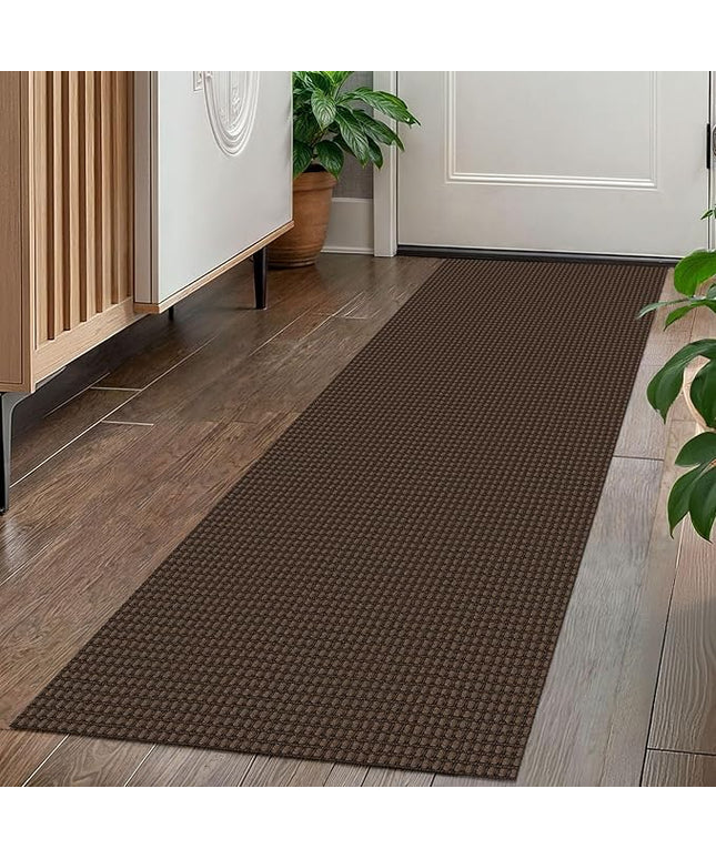 KOZYFLY Runners for Hallways 2x5 ft Washable Kitchen Runner Non Slip Rubber Backed Hall Runners Cotton Entryway Runner Rugs Floor Carpet for Indoor Backdoor Bedroom Kitchen, Reddish Brown/Coffee