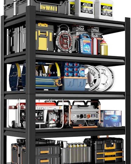 24" W Garage Shelving,5-Tier Heavy Duty Shelving Unit,3000LBS Adjustable Metal Storage Shelves,Storage Rack Units for Industrie,Shed,Warehouse,Basement,Black,24" W x 16" D x 63" H