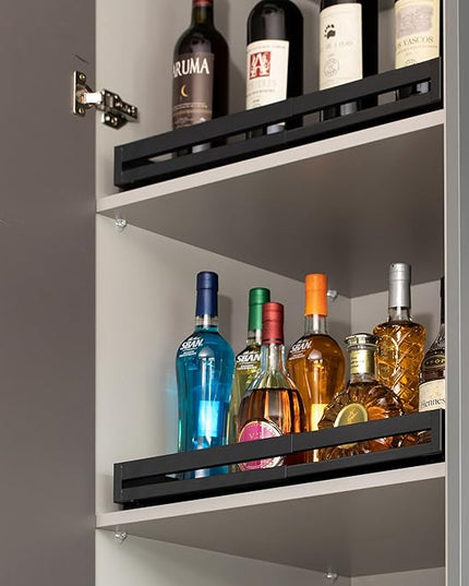 Basicwise Expandable Deep Drawer Organizer Adjustable Pull-Out Cabinet Storage Tray for Kitchen Organization Ideal for Cookware Dinnerware Food Containers Utensils Bakeware & Pantry Essentials, Medium