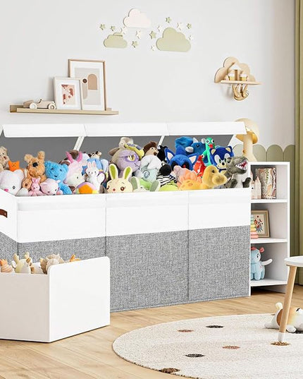 Large Toy Box Chest,Toy Storage Organizer,Storage Bins with Lids,Stuffed Animal Storage,Toy Bins for Kids,Toddlers,Baby,Girls,Nursery,Living room,playroom(Grey)