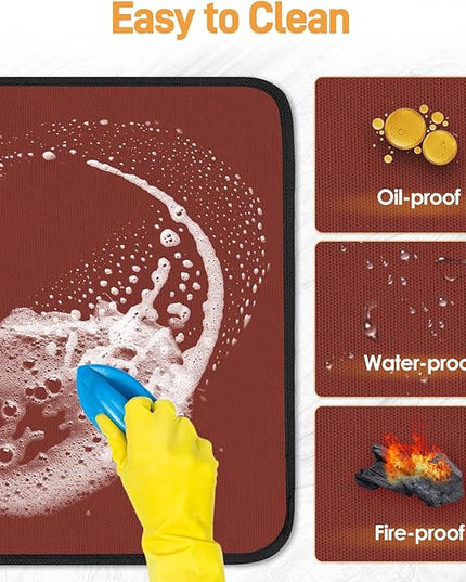 Heat Resistant Mats for Countertop - Firproof 15x18 in Heat Resistant Mats for Air Fryer - Kitchen Countertop Protector for Air Fryer, Coffee Maker, Stand Mixer, Toaster, Oven 2PCS - Red